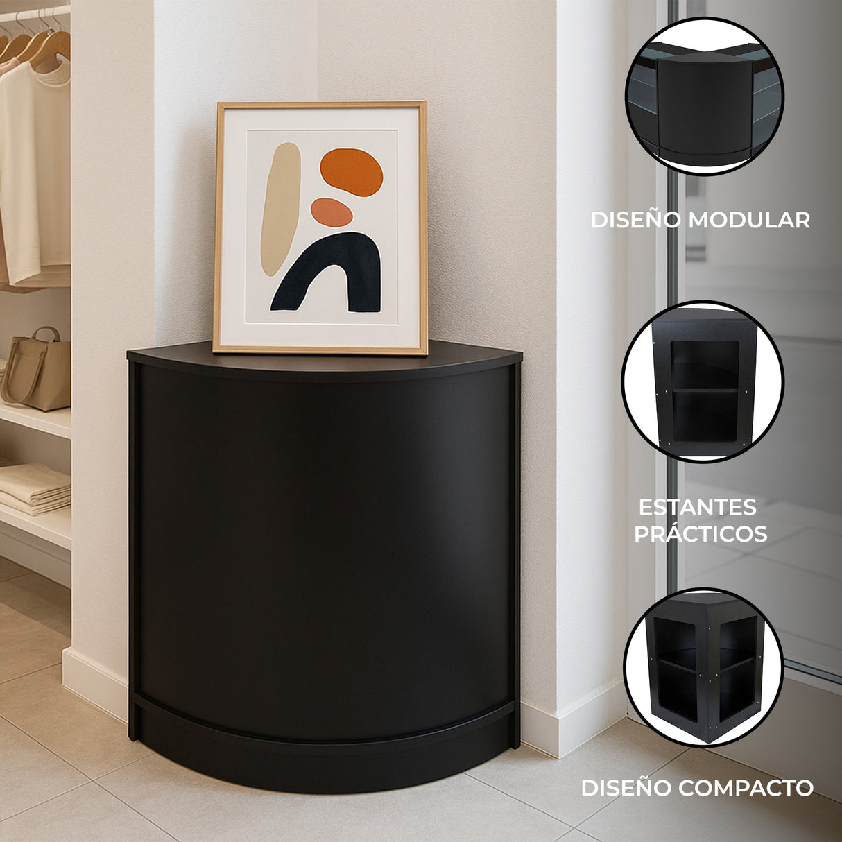 Mostrador Comercial Esquinero CM60 – Negro