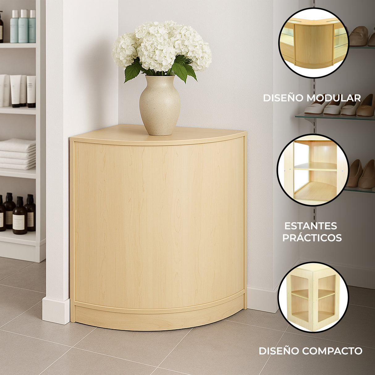 Mostrador Comercial Esquinero CM60 – Arce