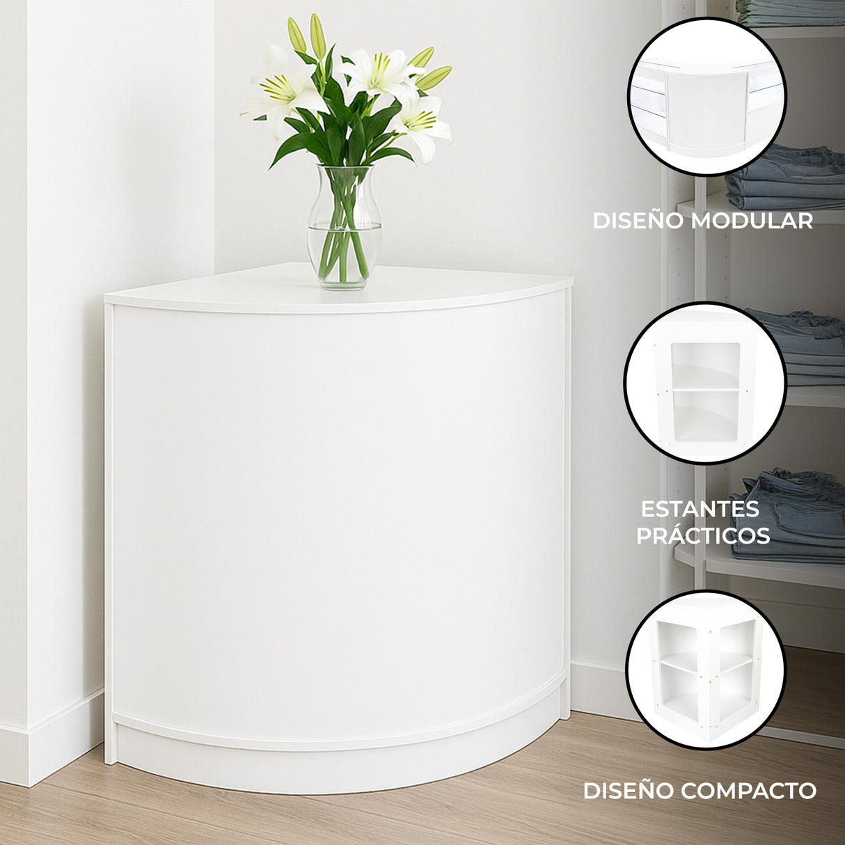 Mostrador Comercial Esquinero CM60 – Blanco