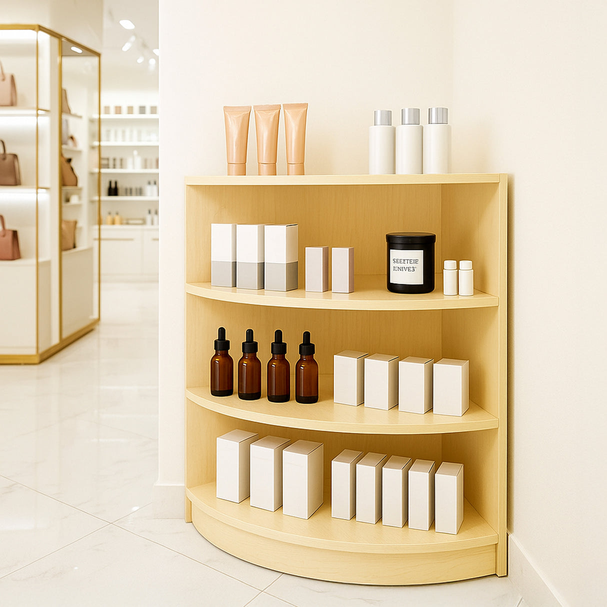 Mostrador Comercial Esquinero LM60 – color Arce