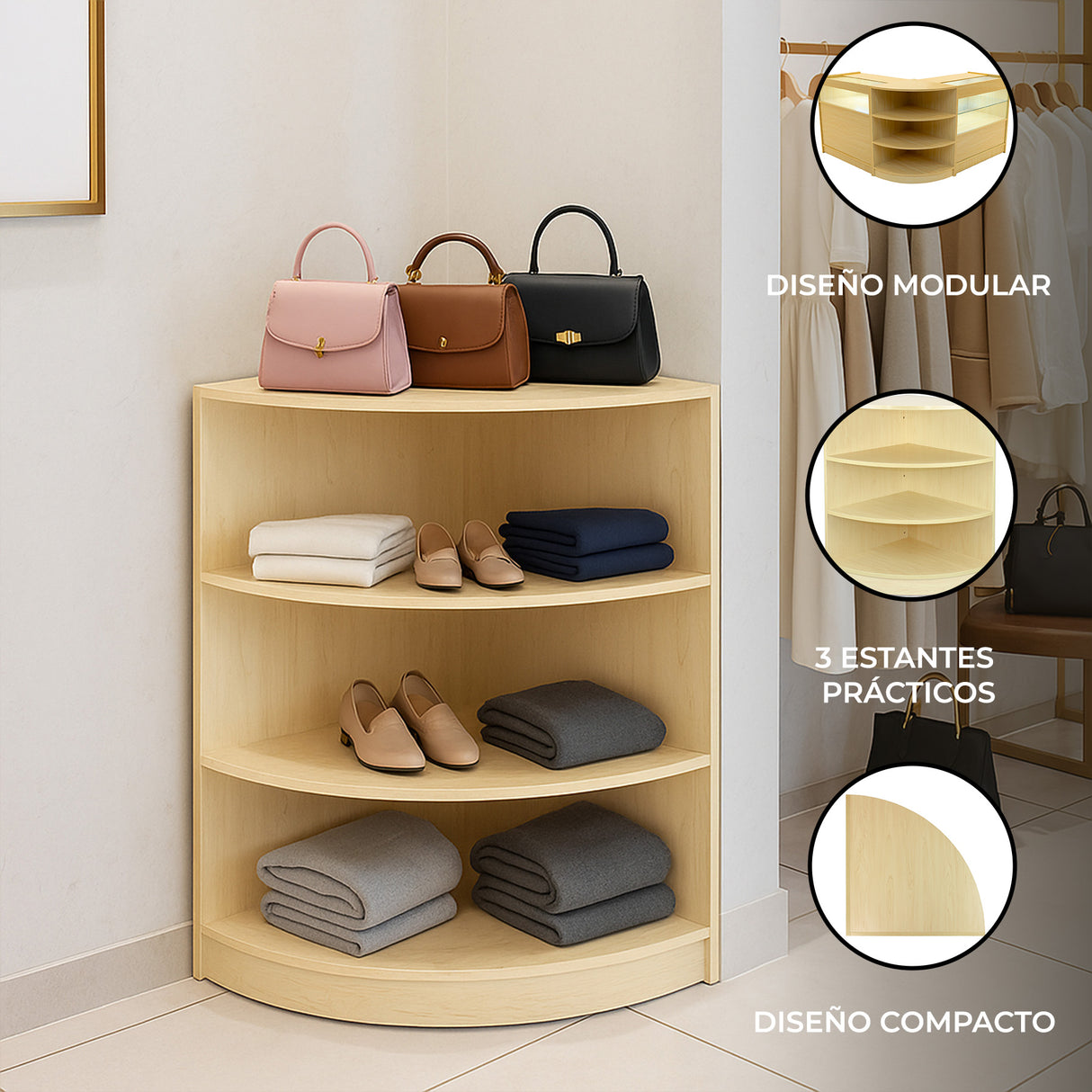 Mostrador Comercial Esquinero LM60 – color Arce