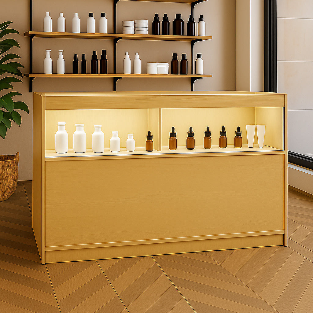 Mostrador Comercial con Luz LED B1500 – Arce