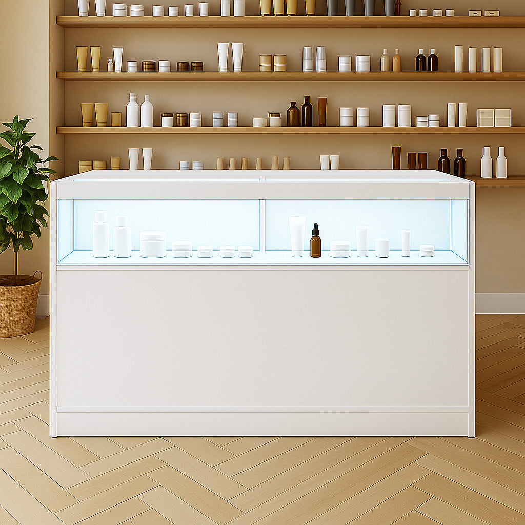 Mostrador Comercial con Luz LED B1500 – Blanco