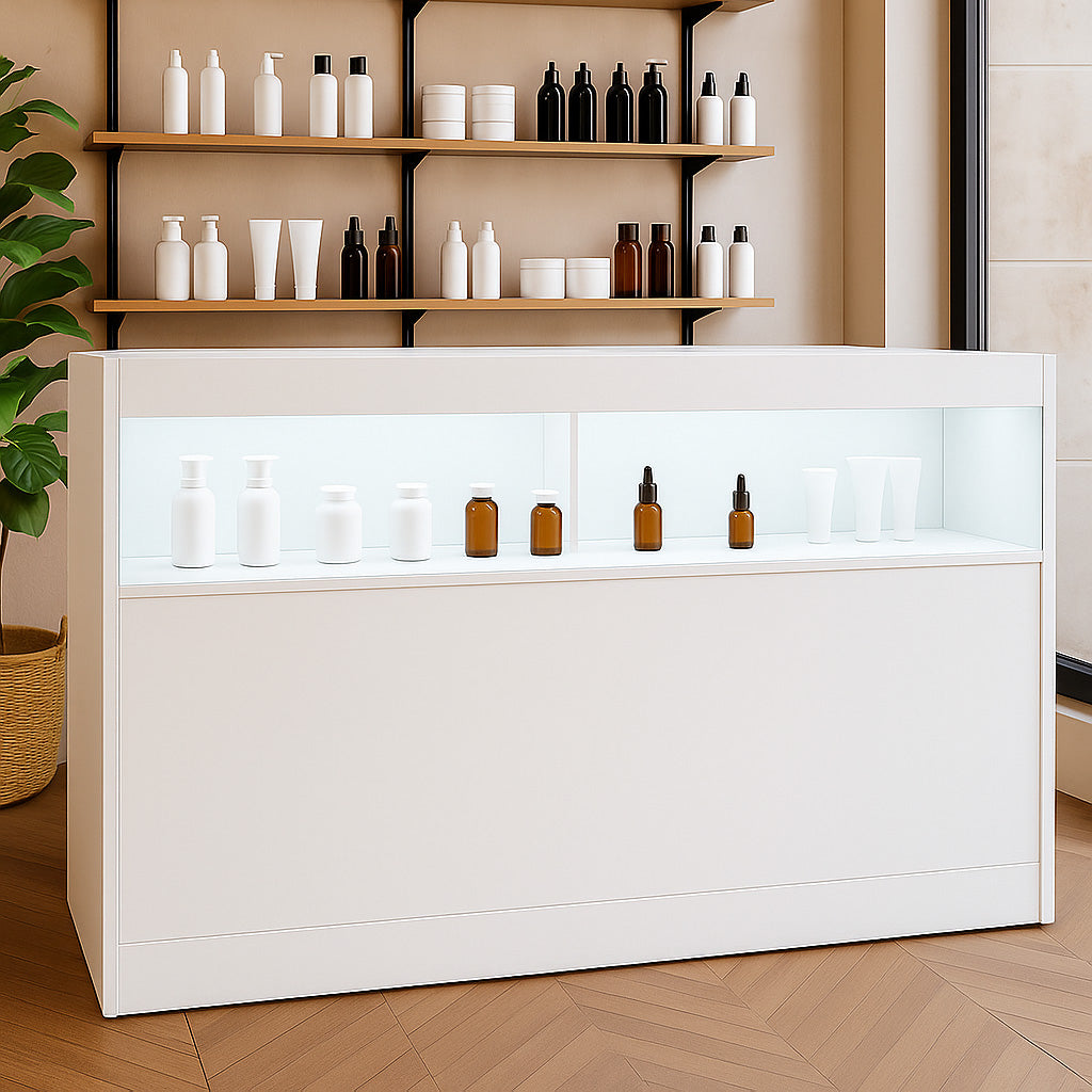 Mostrador Comercial con Luz LED B1500 – Blanco