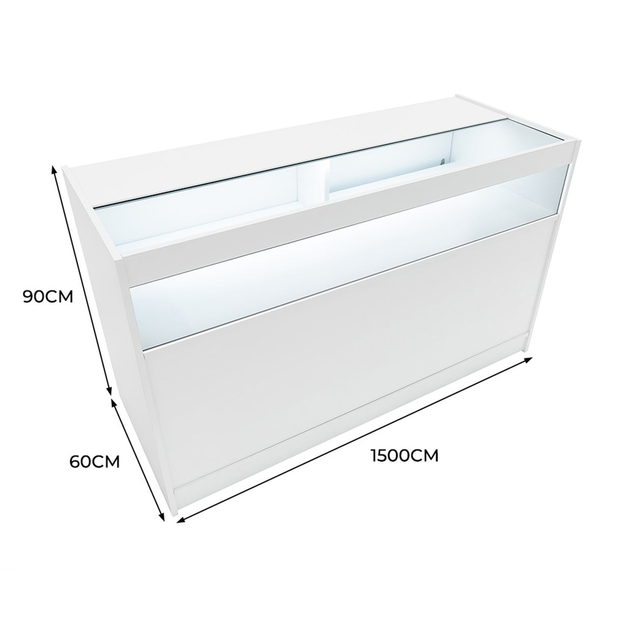 Mostrador Comercial con Luz LED B1500 – Blanco