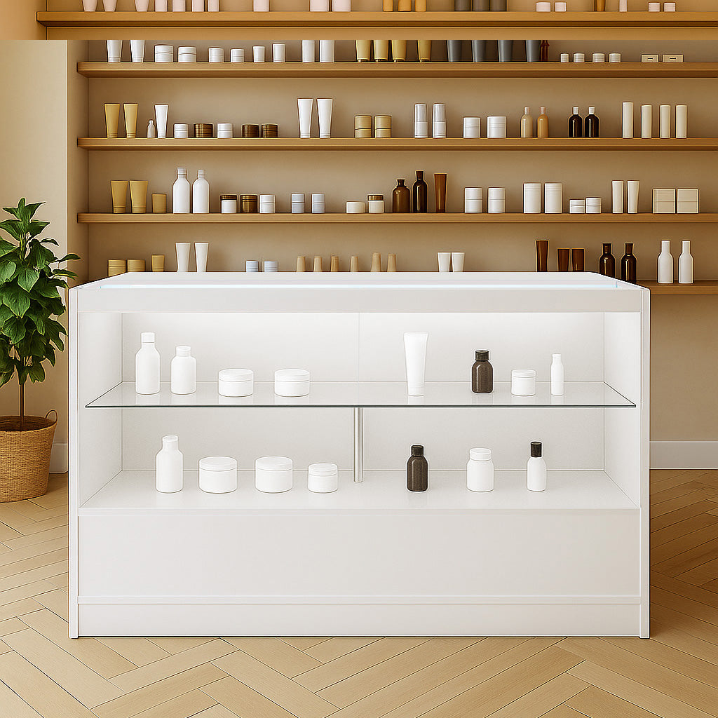 Mostrador Comercial con Luz LED C1500 – Blanco