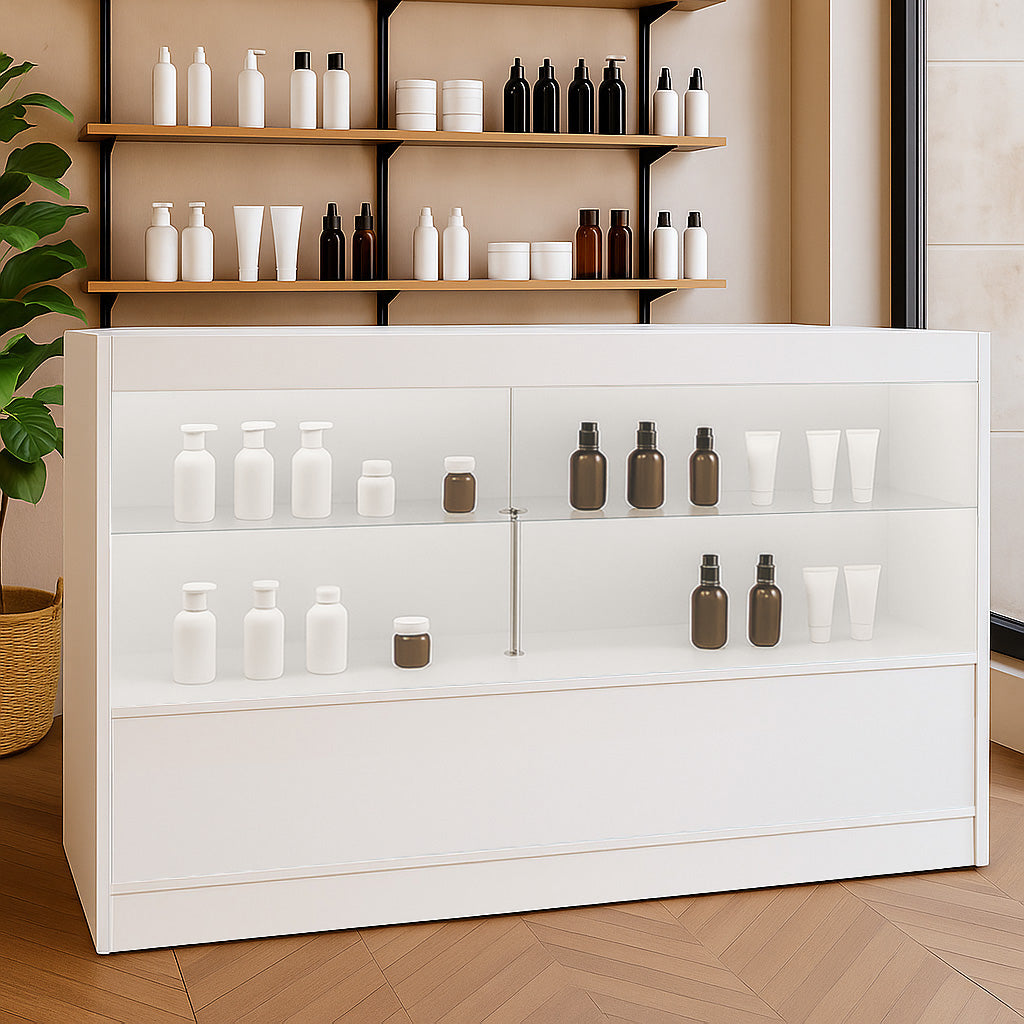 Mostrador Comercial con Luz LED C1500 – Blanco