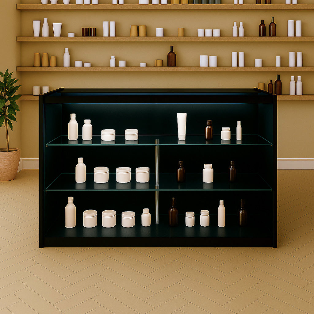 Mostrador Comercial con Luz LED K1500 – Negro