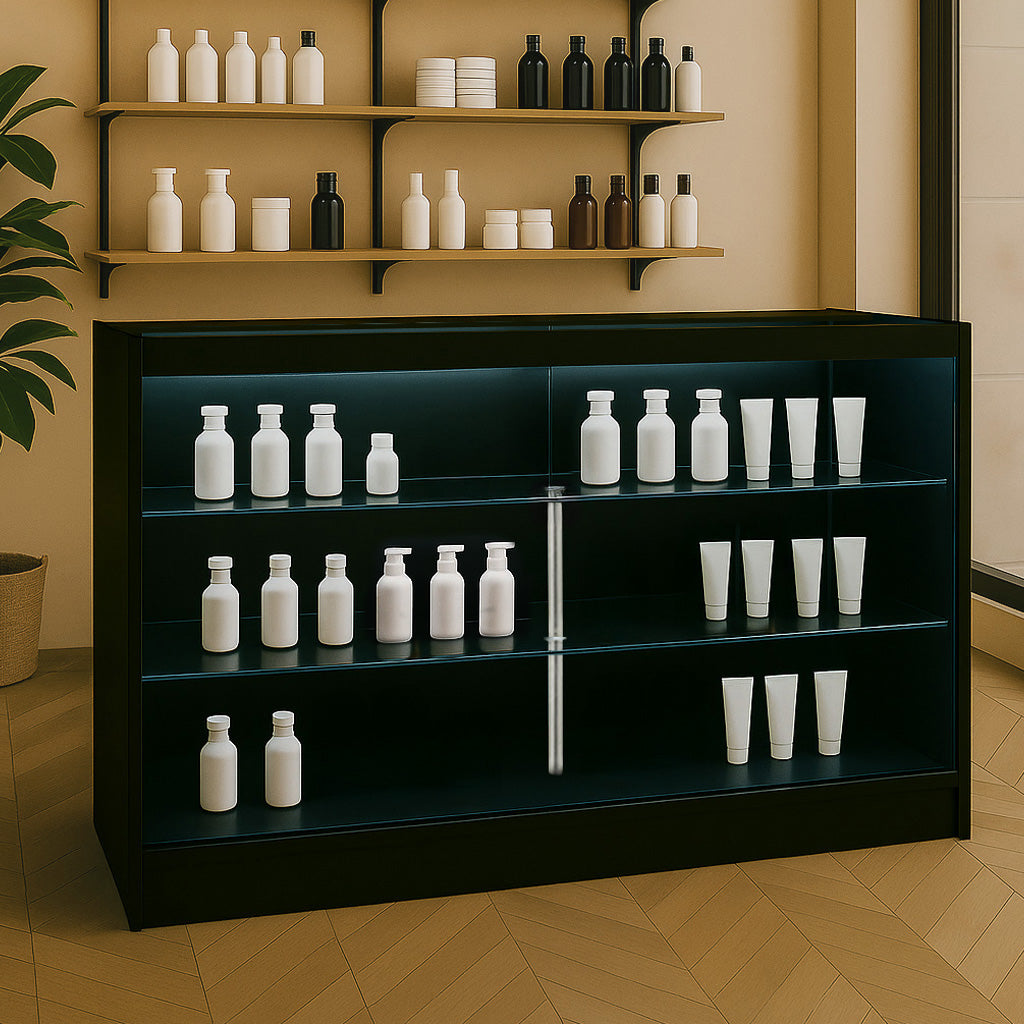 Mostrador Comercial con Luz LED K1500 – Negro