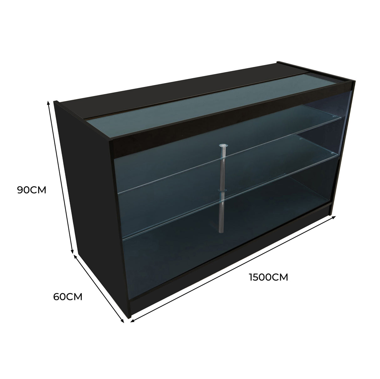 Mostrador Comercial con Luz LED K1500 – Negro