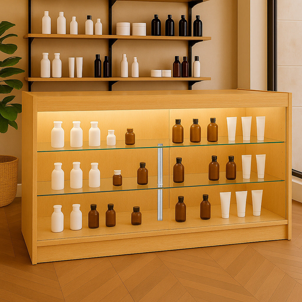 Mostrador Comercial con Luz LED K1500 – Arce