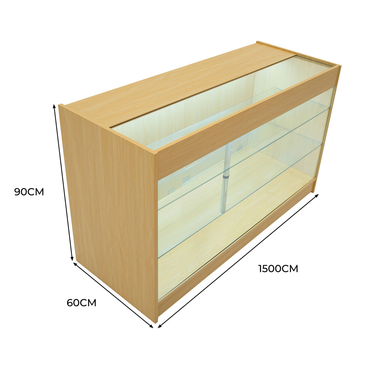 Mostrador Comercial con Luz LED K1500 – Arce