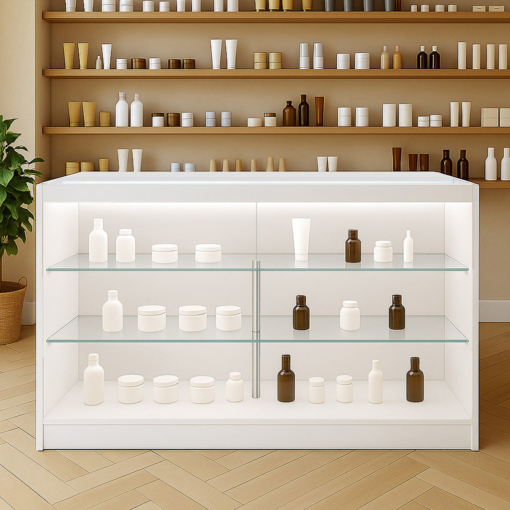 Mostrador Comercial con Luz LED K1500 – Blanco