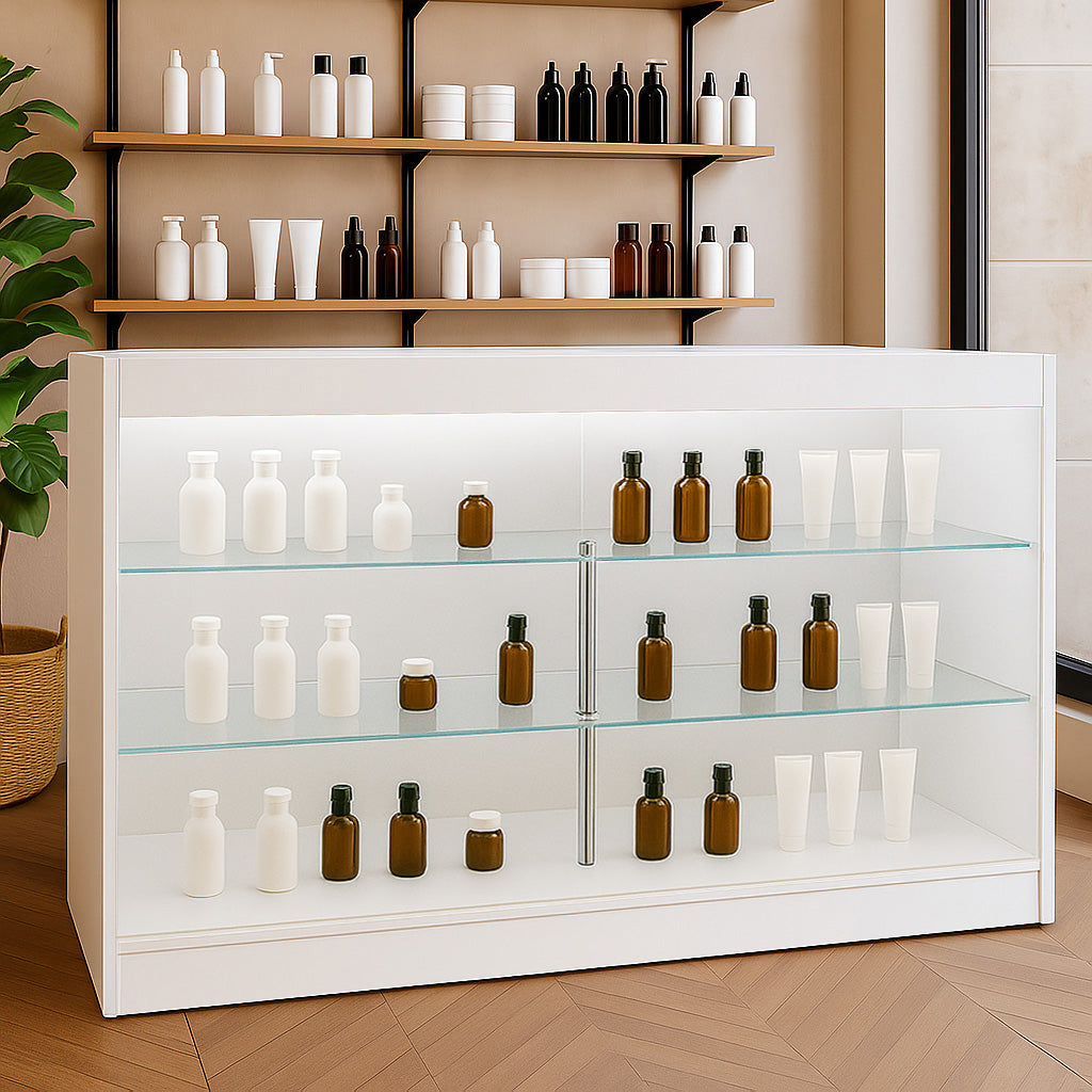 Mostrador Comercial con Luz LED K1500 – Blanco