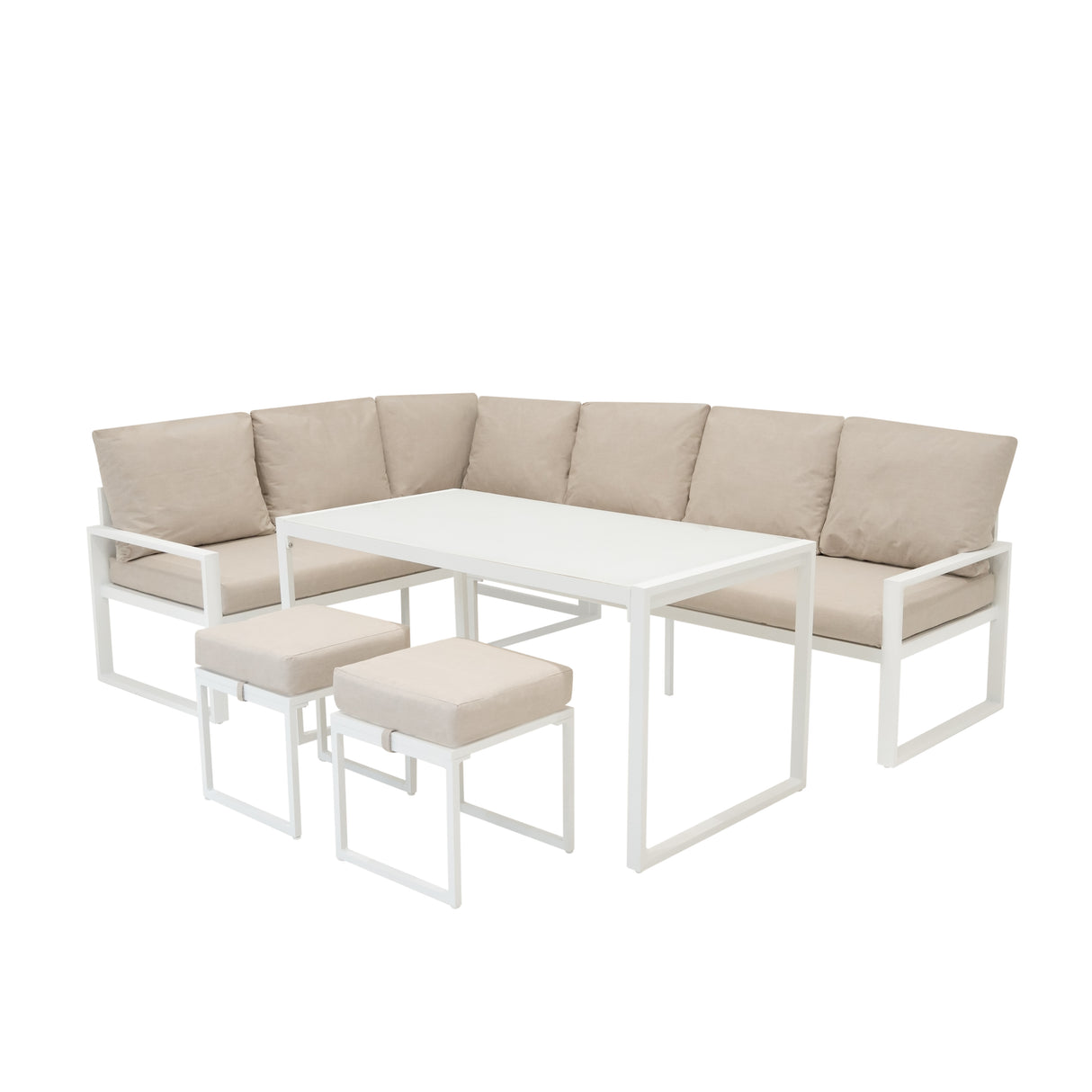 Sofa Esquinero para Exteriores de aluminio 7 plazas - Blanco