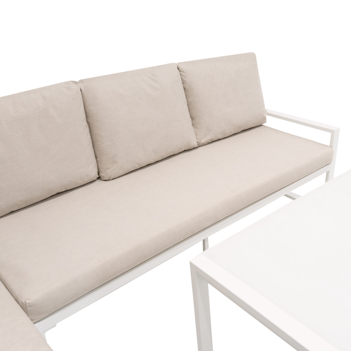 Sofa Esquinero para Exteriores de aluminio 7 plazas - Blanco