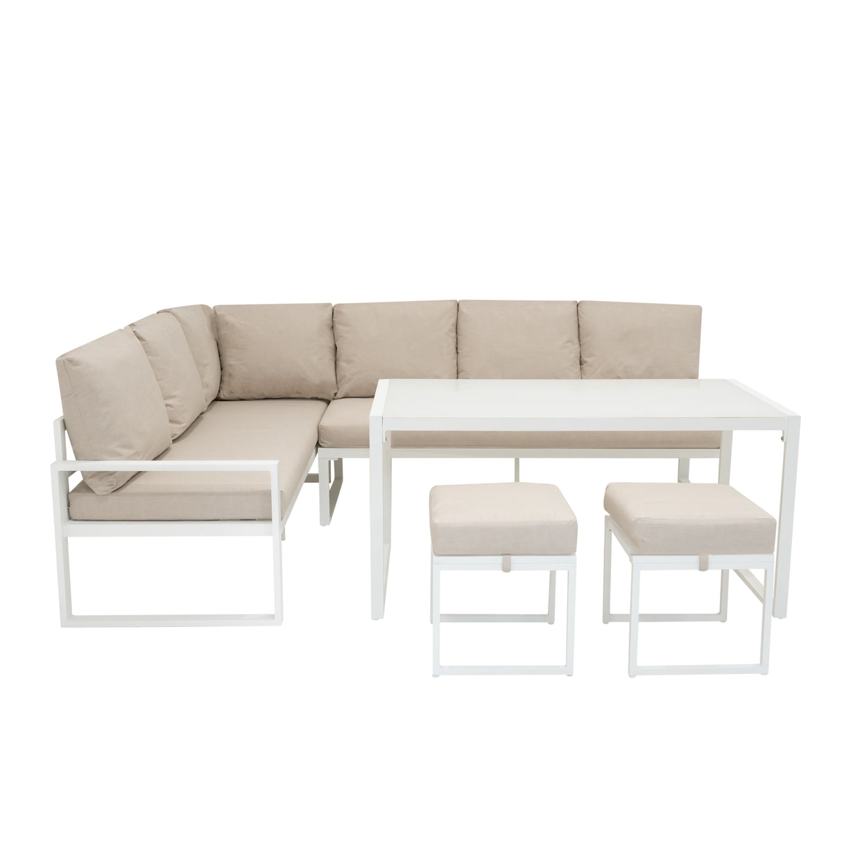Sofa Esquinero para Exteriores de aluminio 7 plazas - Blanco