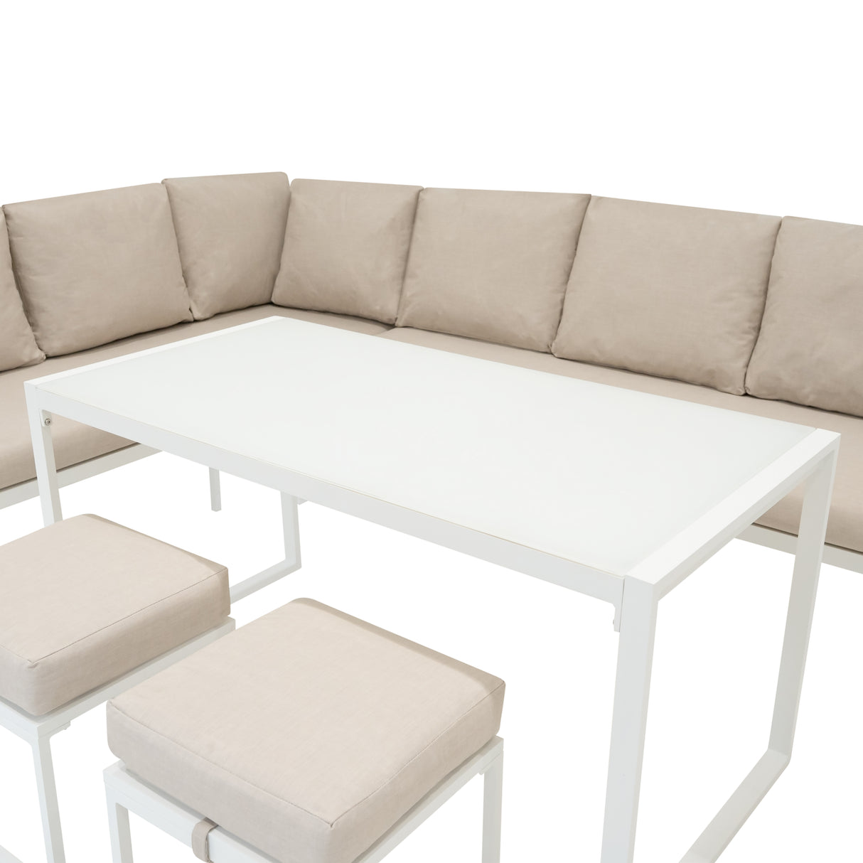 Sofa Esquinero para Exteriores de aluminio 7 plazas - Blanco