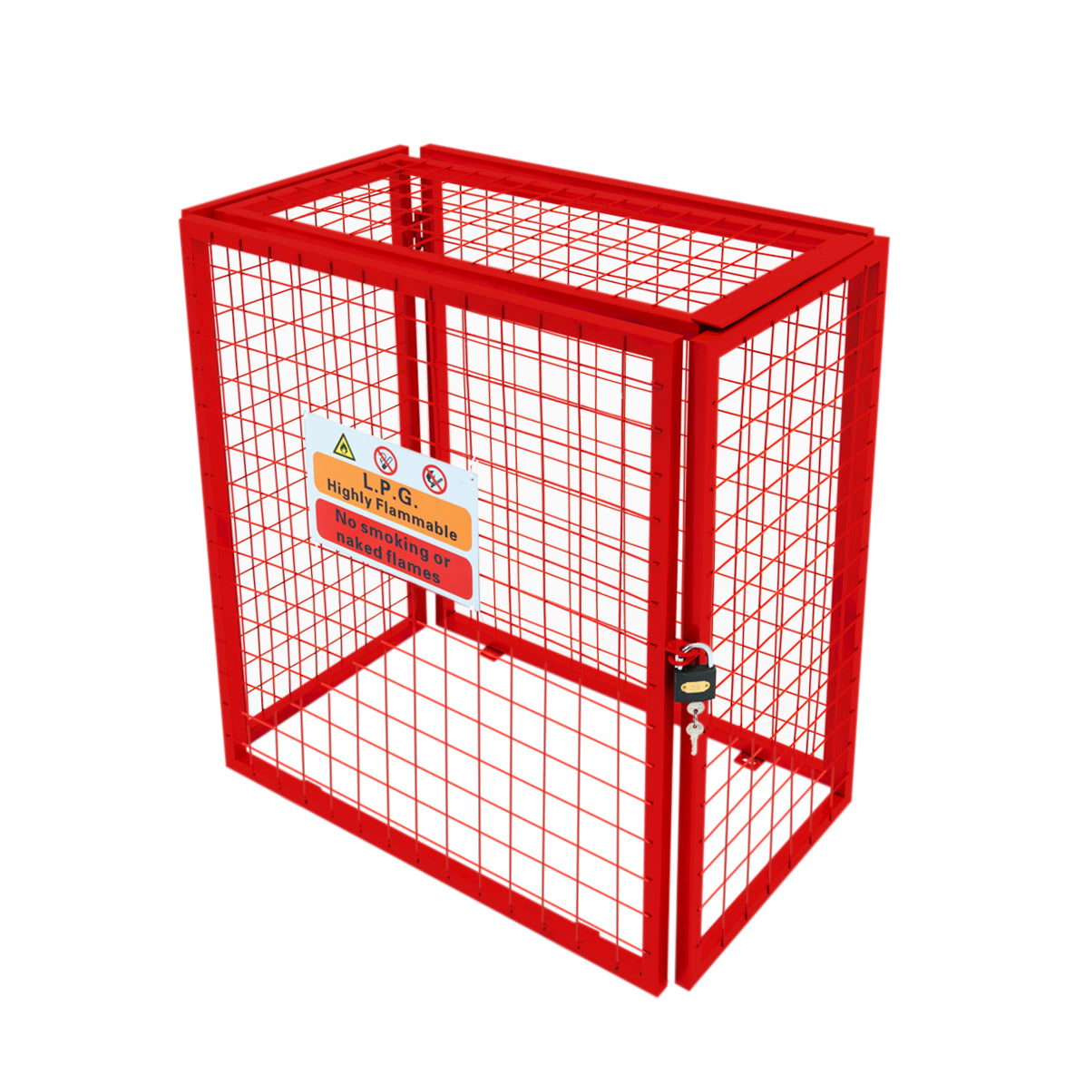 Jaula Plegable para Botellas de Gas - 90cm x 80cm x 43cm - Roja