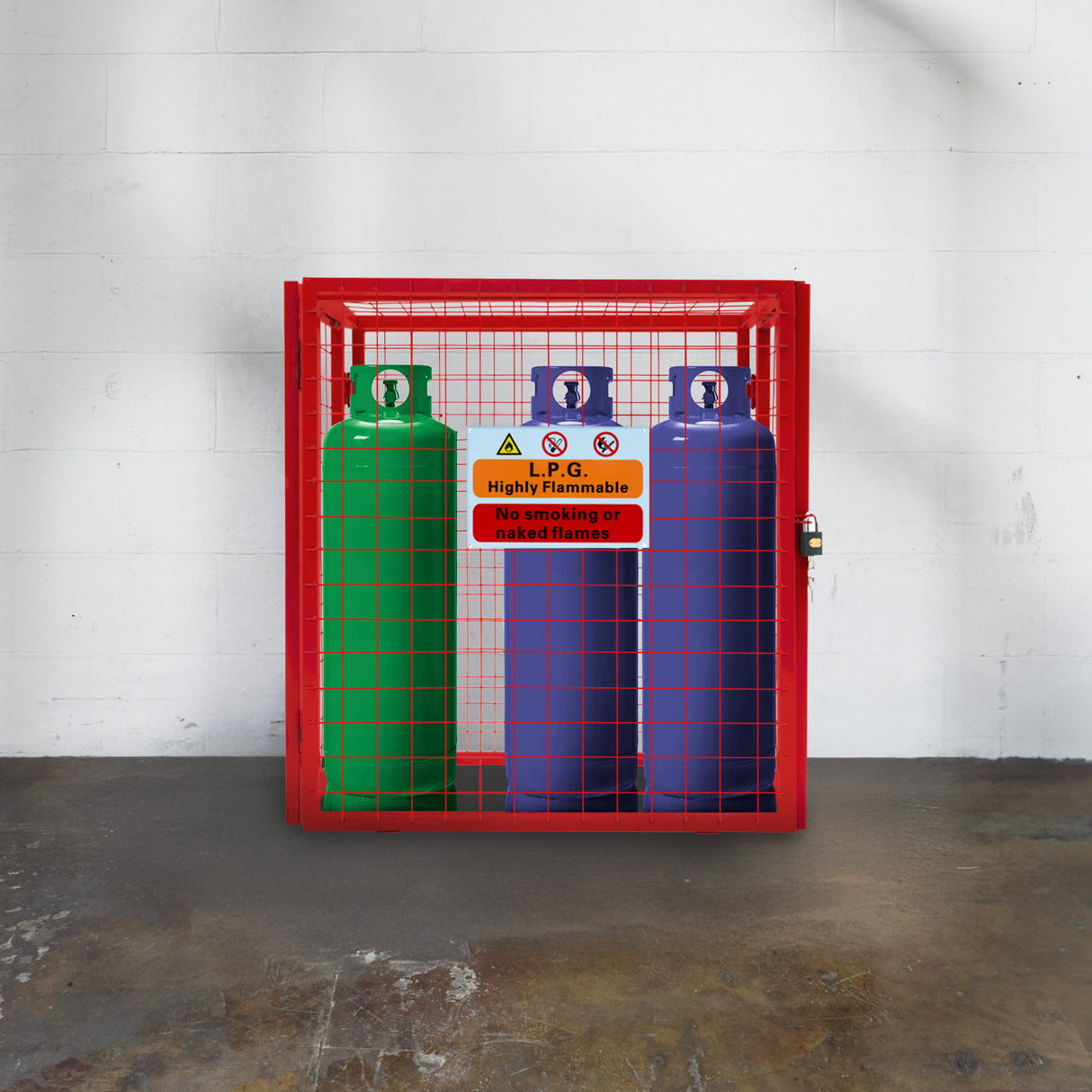 Jaula Plegable para Botellas de Gas - 90cm x 80cm x 43cm - Roja