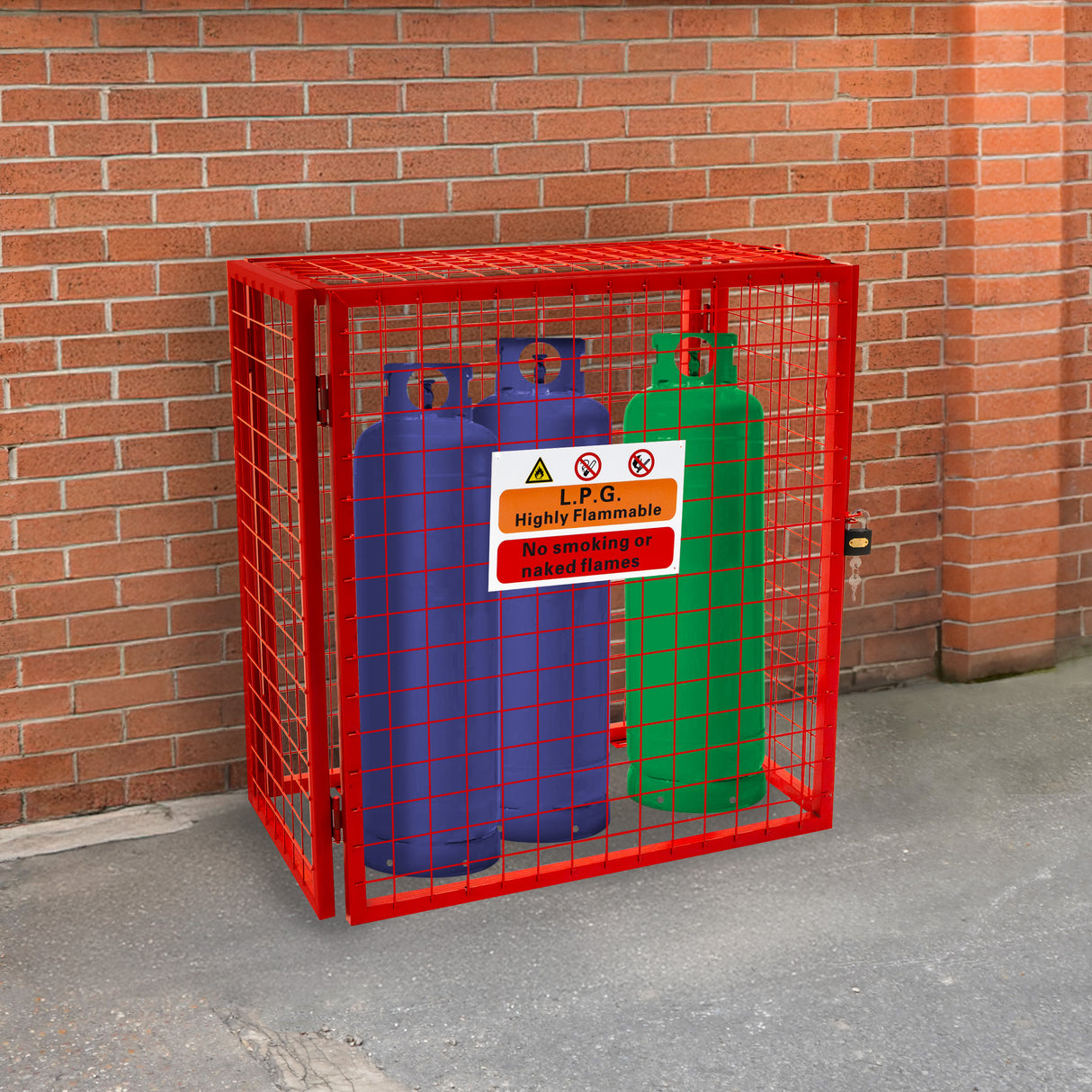 Jaula Plegable para Botellas de Gas - 90cm x 80cm x 43cm - Roja