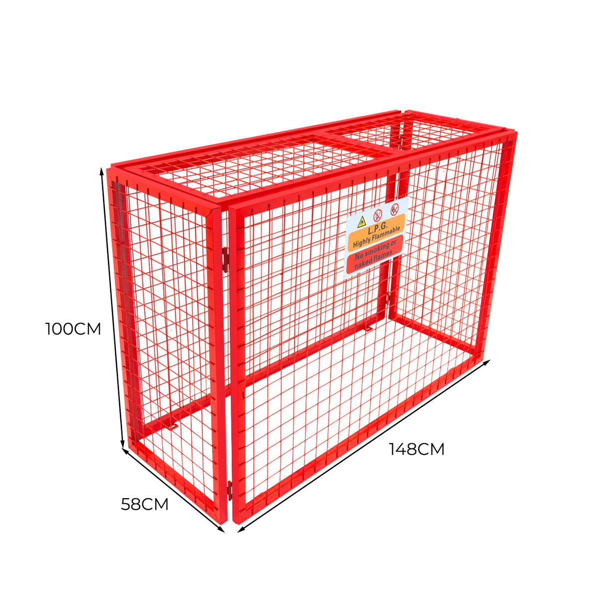 Jaula Plegable para Botellas de Gas - 100cm x 140cm x 50cm - Roja
