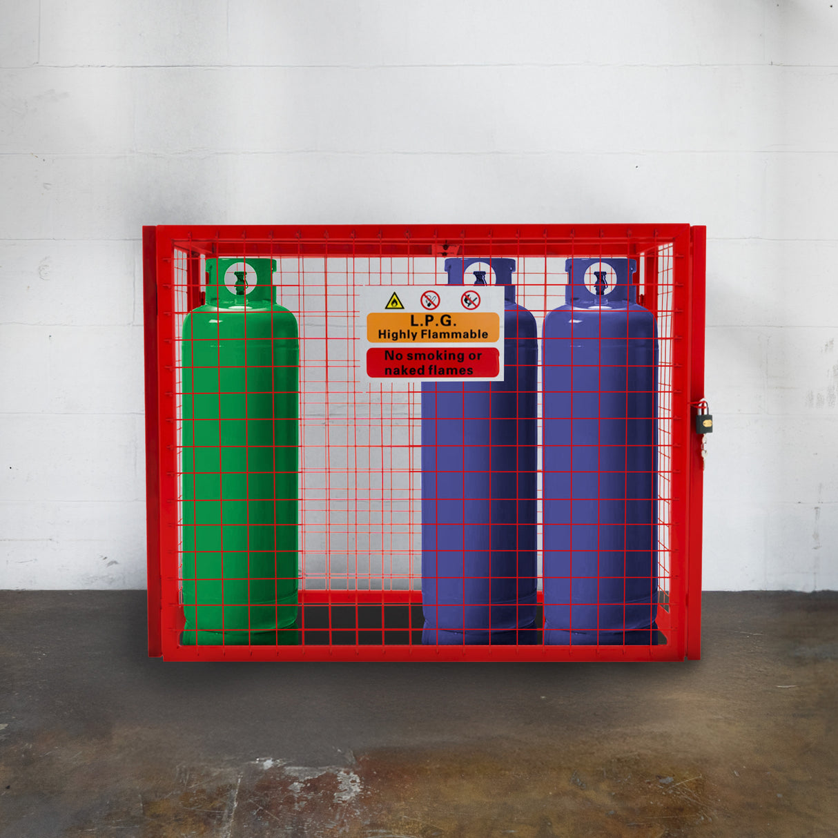 Jaula Plegable para Botellas de Gas - 92cm x 110cm x 50cm - Roja