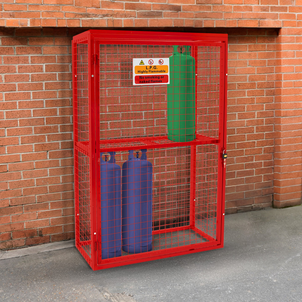 Jaula Plegable para Botellas de Gas - 181cm x 116cm x 57cm - Roja