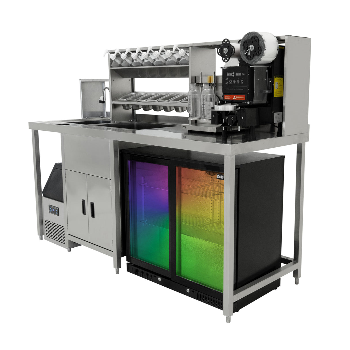 Set de Estación de Trabajo para Té de Burbujas (Frigorífico Puertas Correderas)