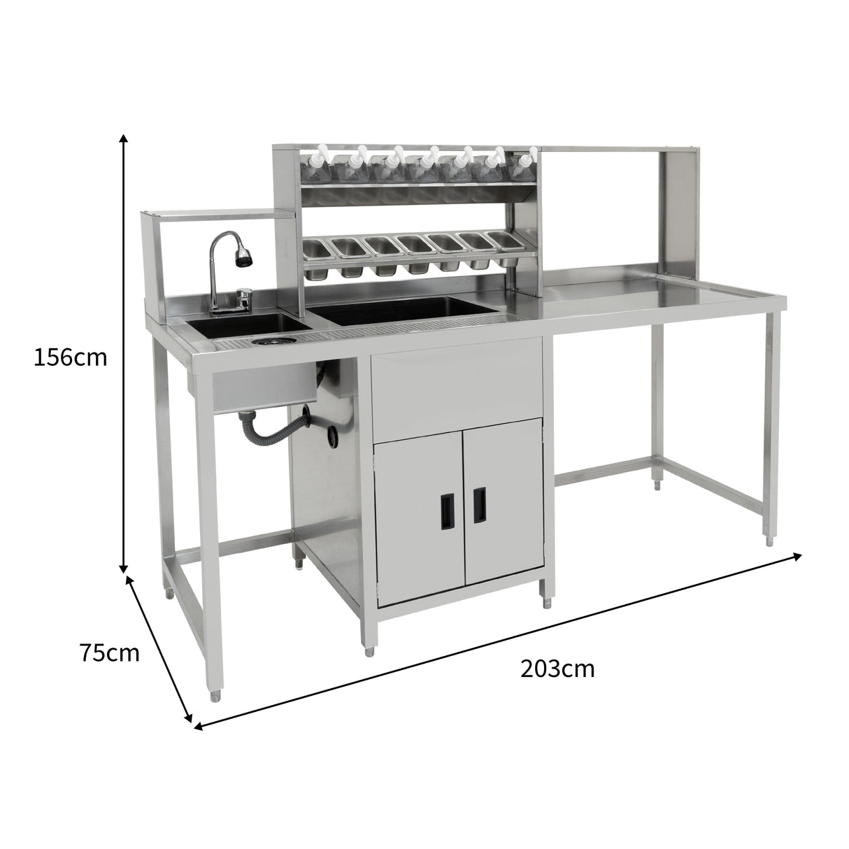 Set Completo de Estación de Trabajo para Té de Burbujas (Frigorífico Puertas Correderas)