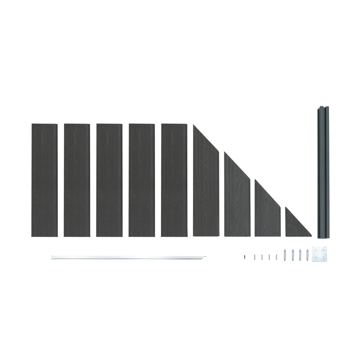 Vallas para exteriores de WPC y Aluminio - 1x Panel Oblicuo + 1x Poste | Gris