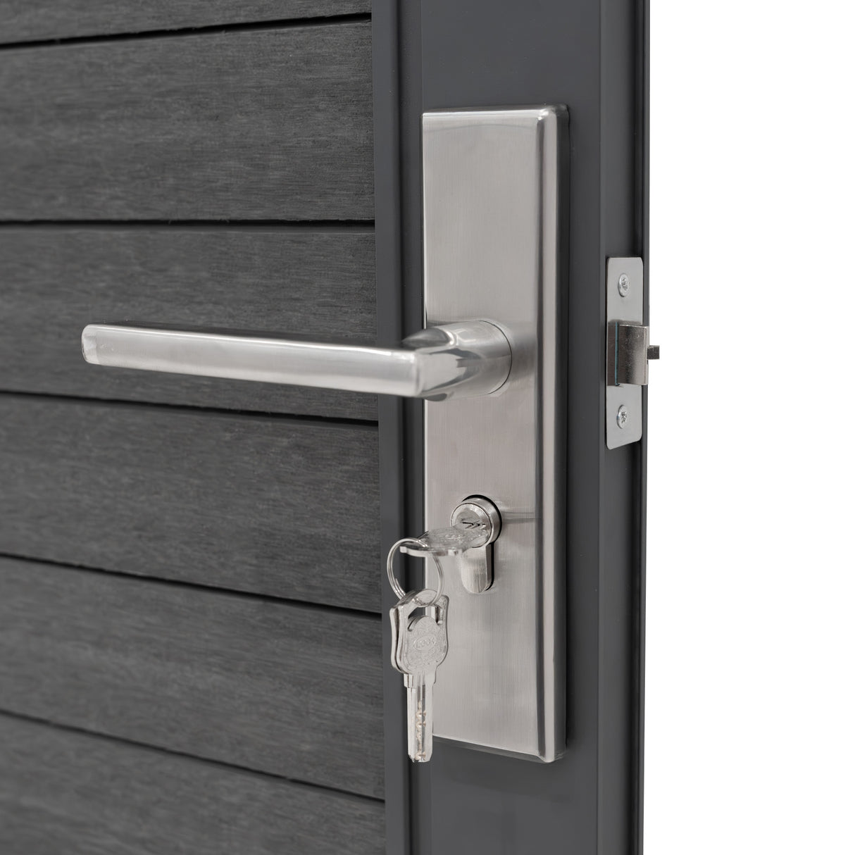 Puerta para Vallas para exteriores de WPC y Aluminio | Gris