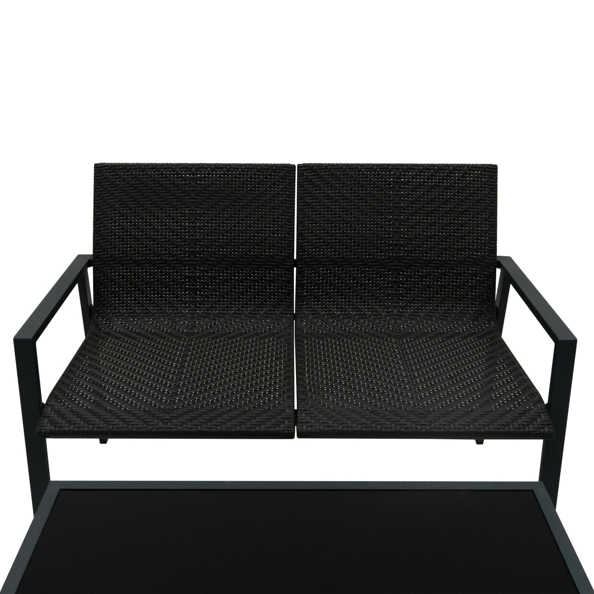 Conjunto de Muebles de Patio de Ratán - Negro
