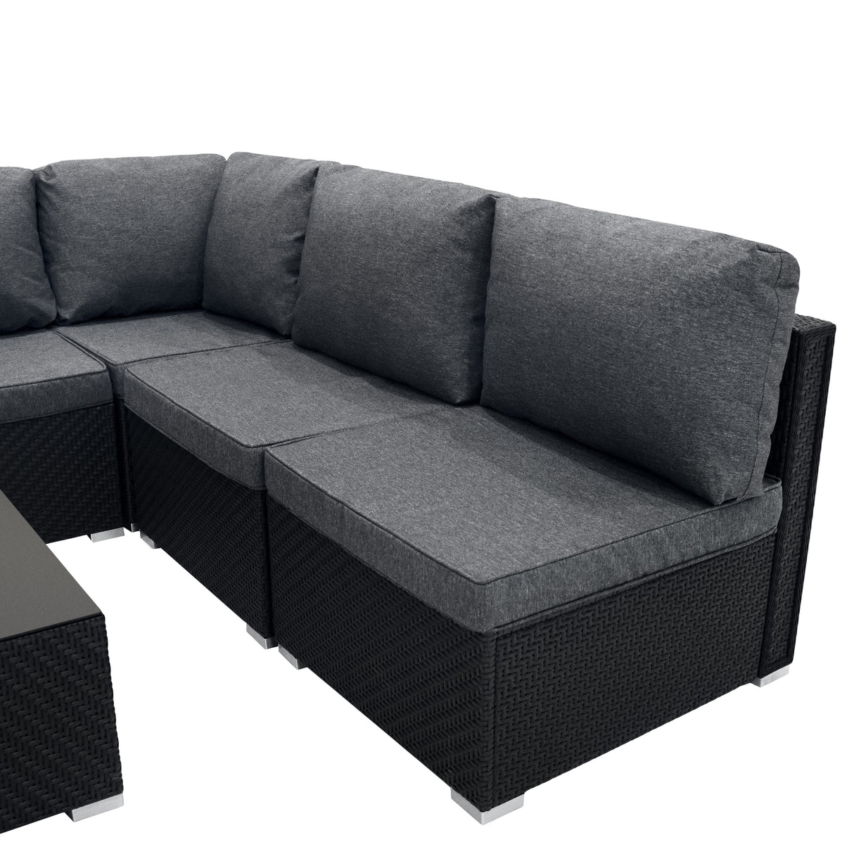 Set Modular de Muebles de Jardin de Ratán | Negro - 7 Piezas