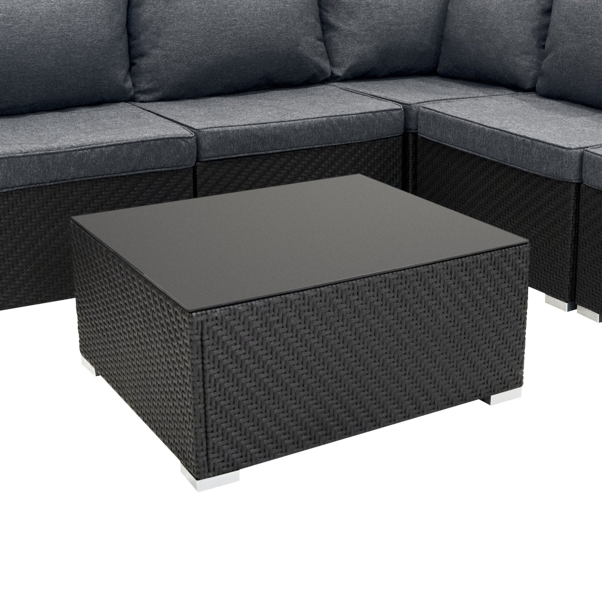Set Modular de Muebles de Jardin de Ratán | Negro - 7 Piezas