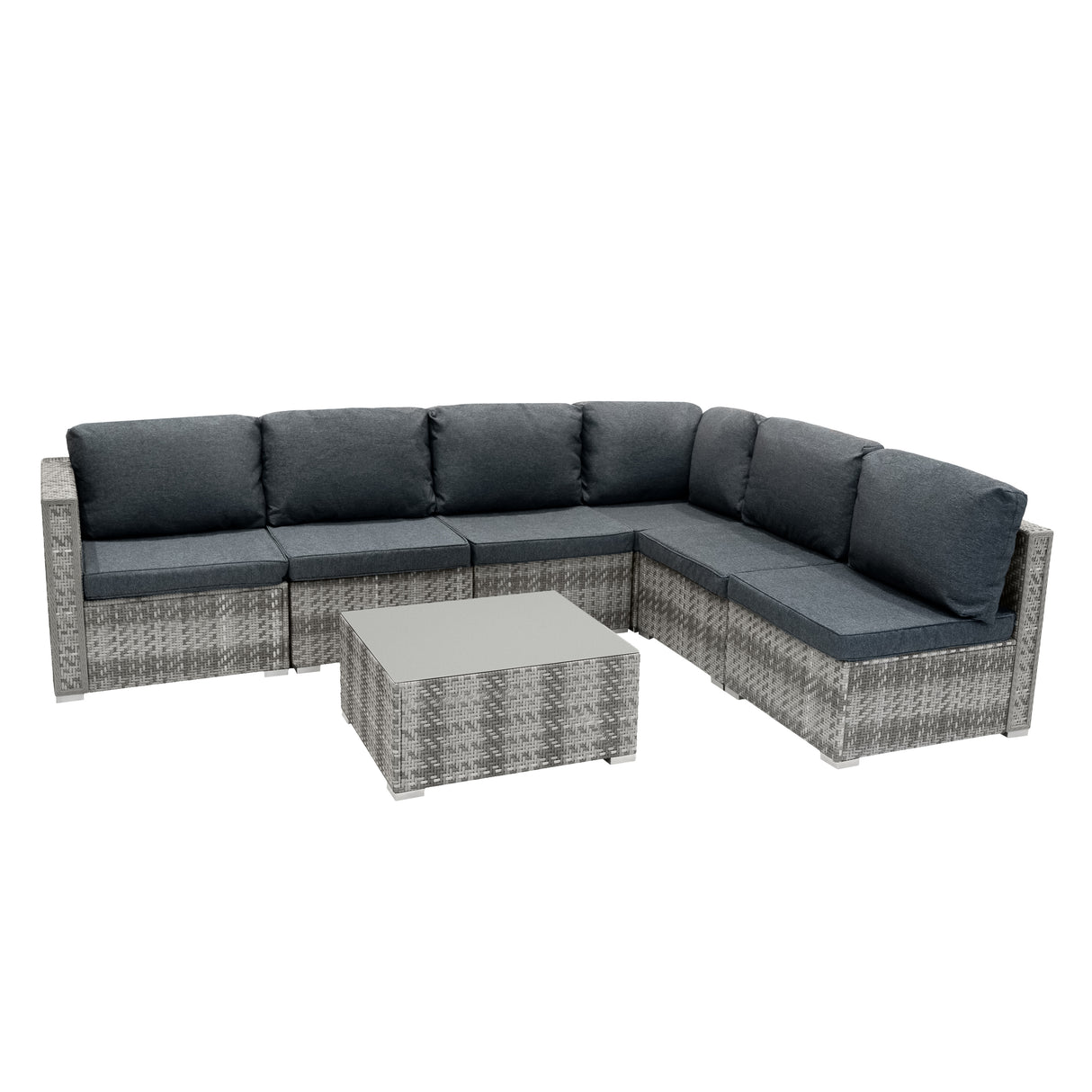 Set Modular de Muebles de Jardin de Ratán | Gris- 7 Piezas