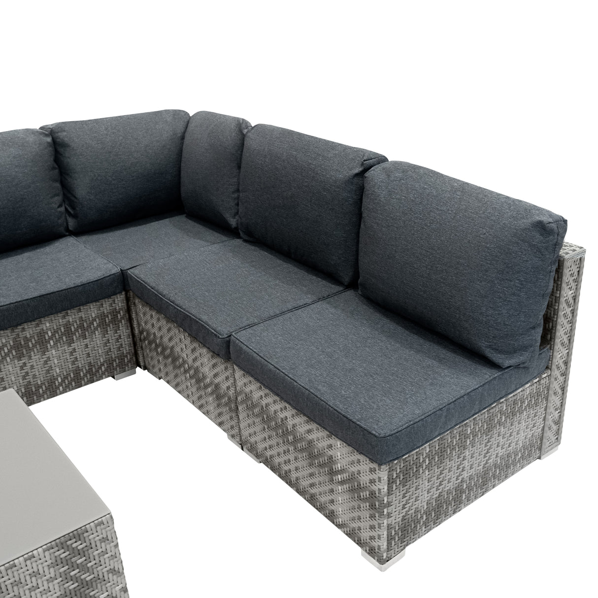 Set Modular de Muebles de Jardin de Ratán | Gris- 7 Piezas