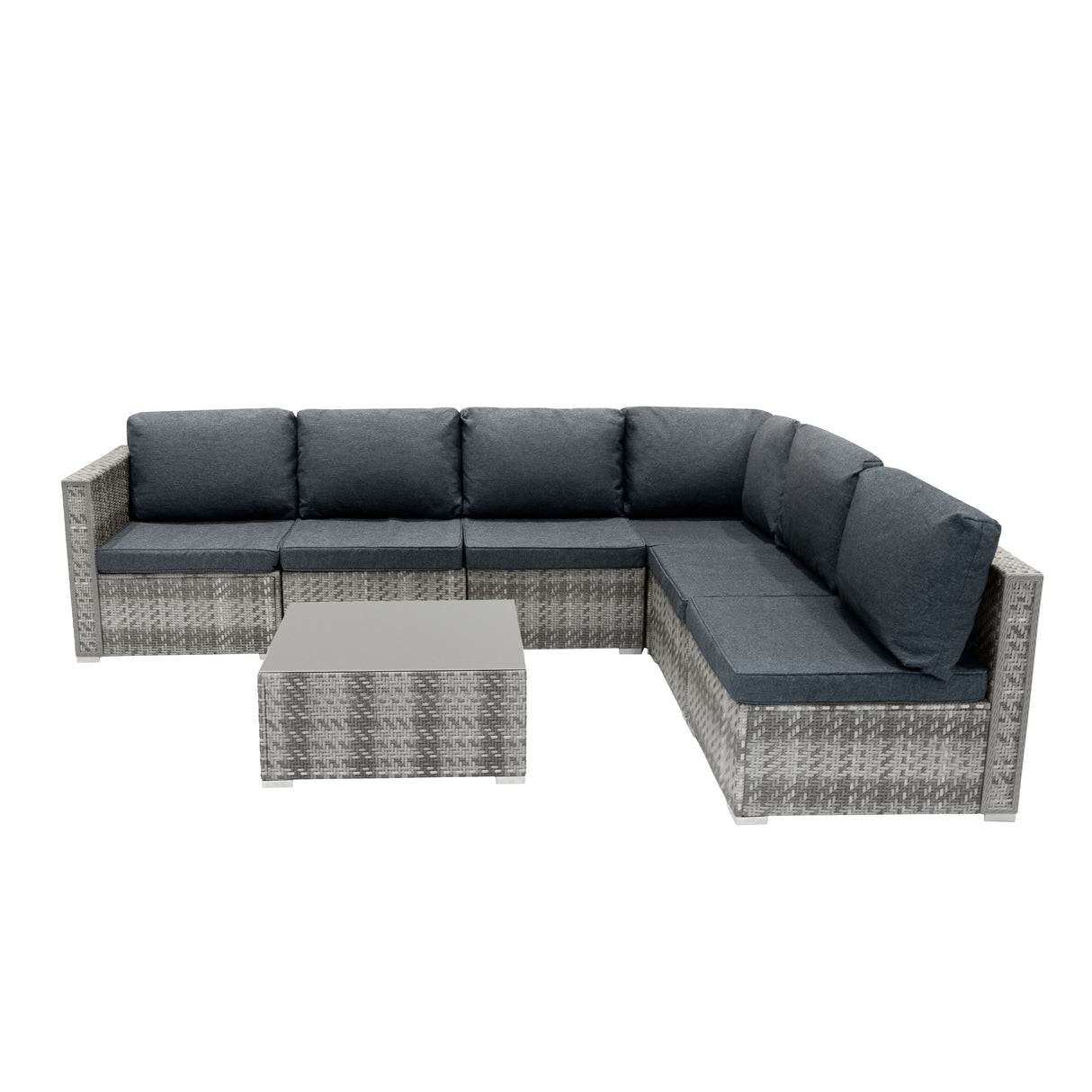 Set Modular de Muebles de Jardin de Ratán | Gris- 7 Piezas