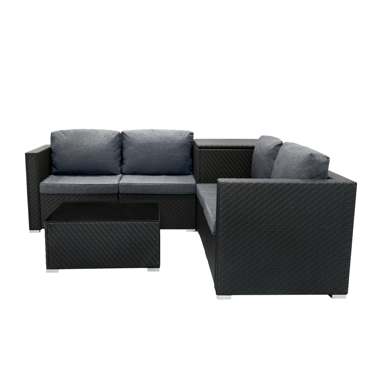 Conjunto Modular de Muebles de Patio de Ratán | Negro - 6 Piezas