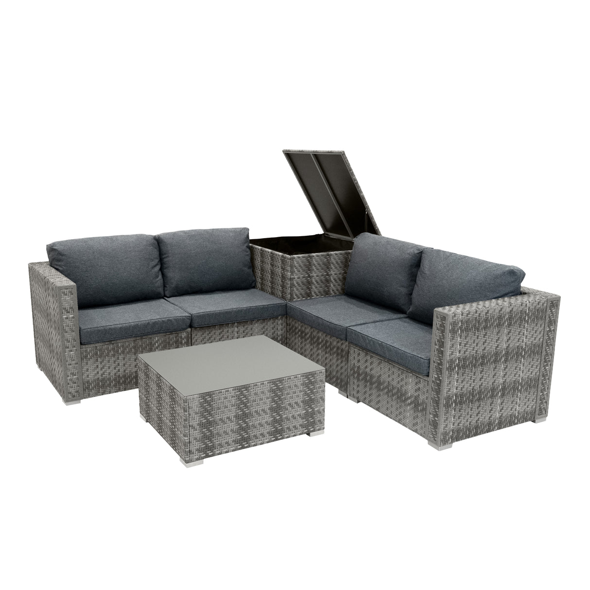 Conjunto Modular de Muebles de Patio de Ratán | Gris - 6 Piezas