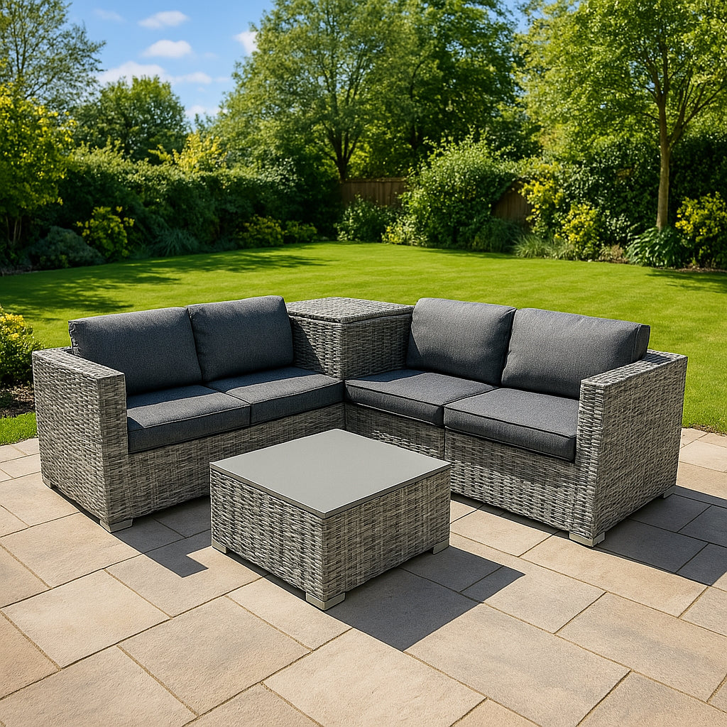 Conjunto Modular de Muebles de Patio de Ratán | Gris - 6 Piezas