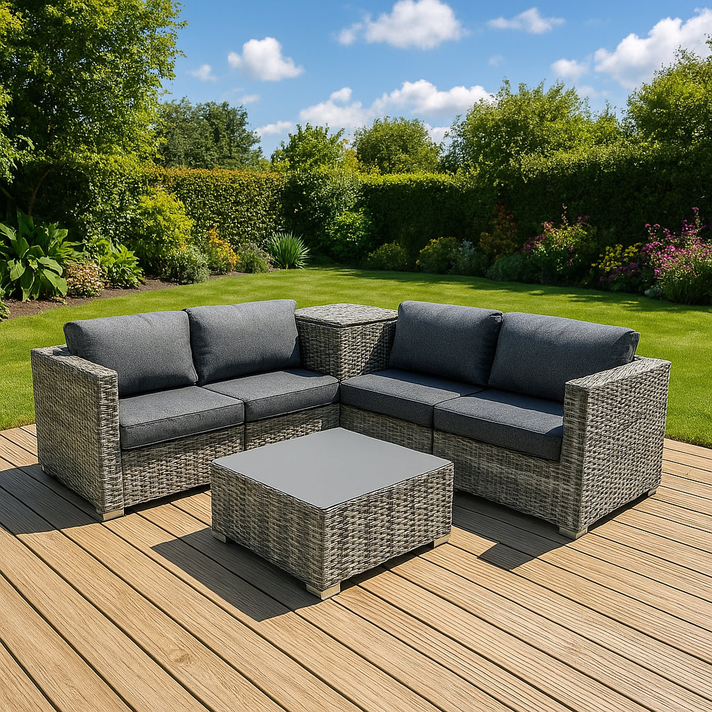 Conjunto Modular de Muebles de Patio de Ratán | Gris - 6 Piezas