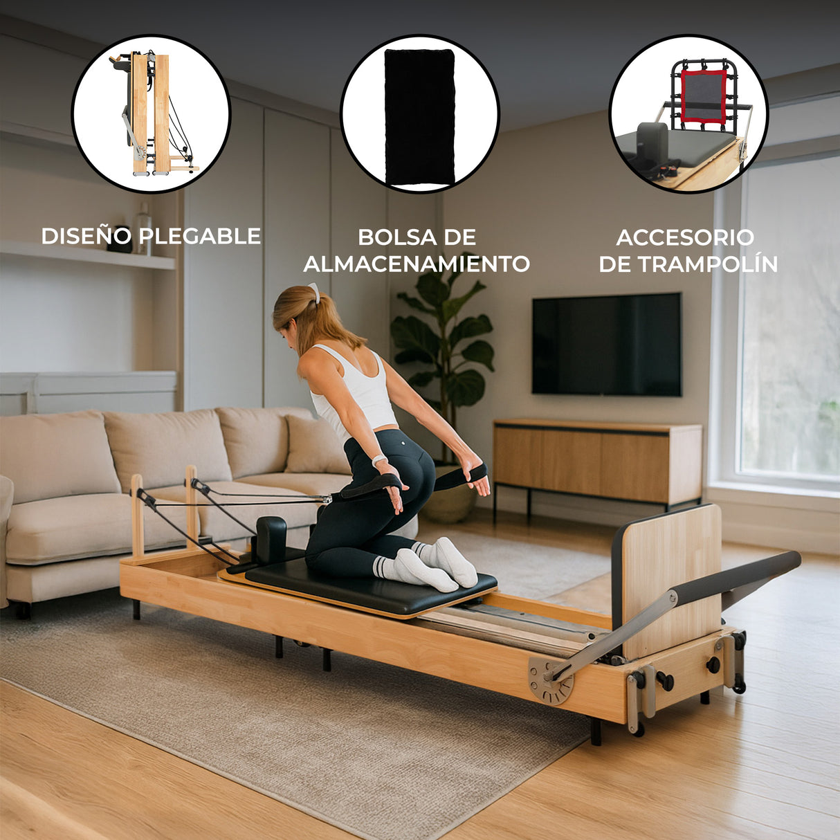 Reformer de Pilates Plegable de Roble