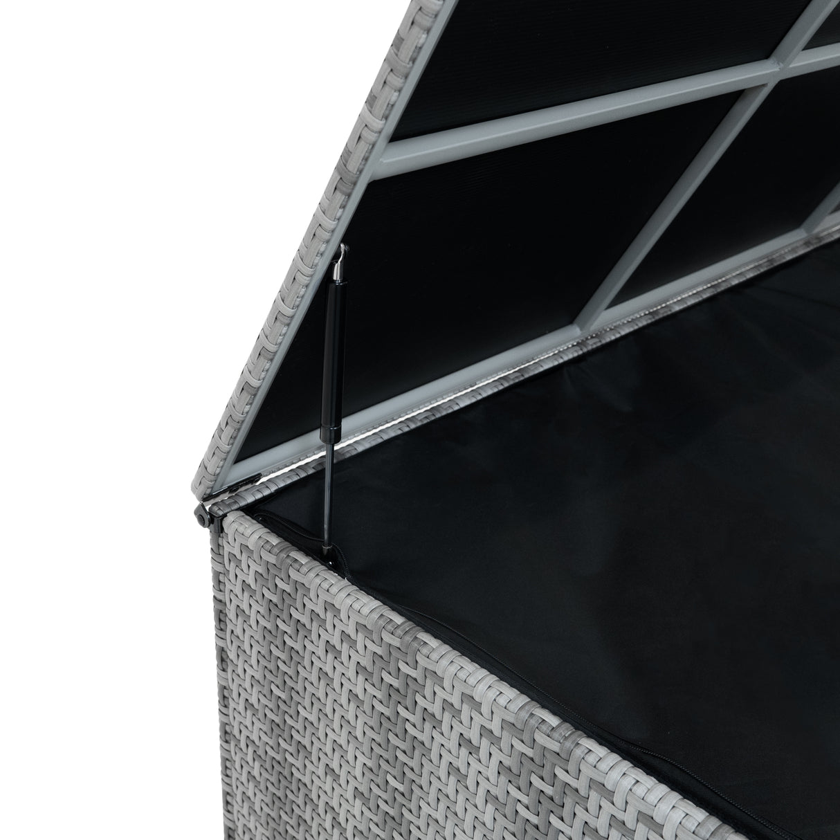 Conjunto Modular de Ratán (7 piezas) con Caja de Almacenamiento 700L (Gris)