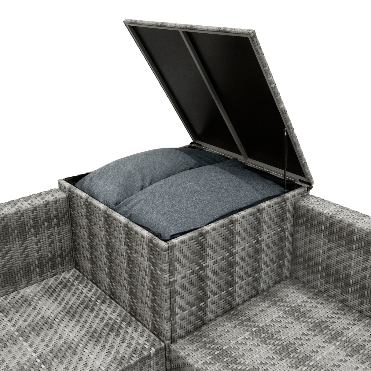 Conjunto Modular de Ratán (6 piezas) con Caja de Almacenamiento 700L (Gris)