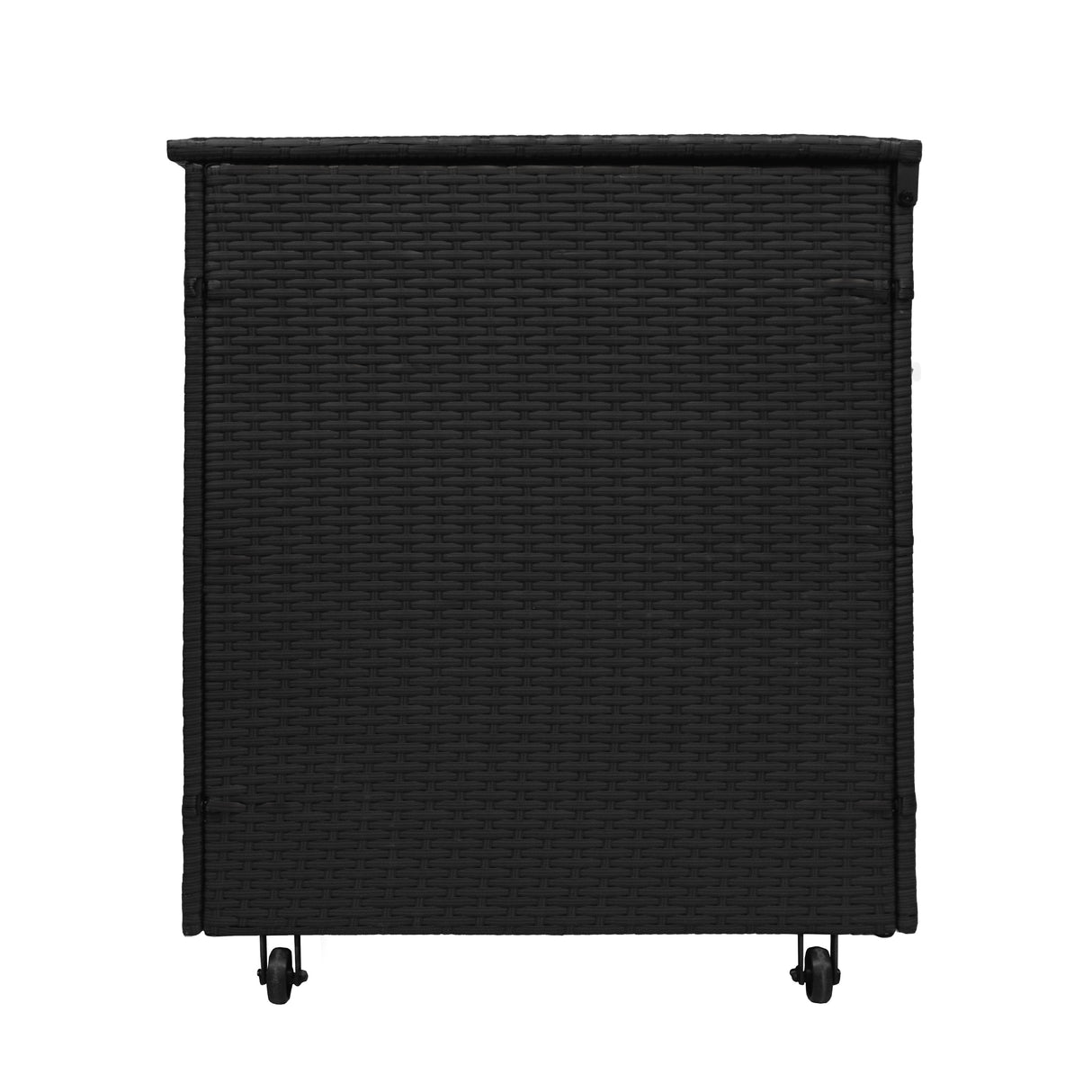 Set Sofa Esquinero de aluminio Efecto Madera + Caja en ratán negro