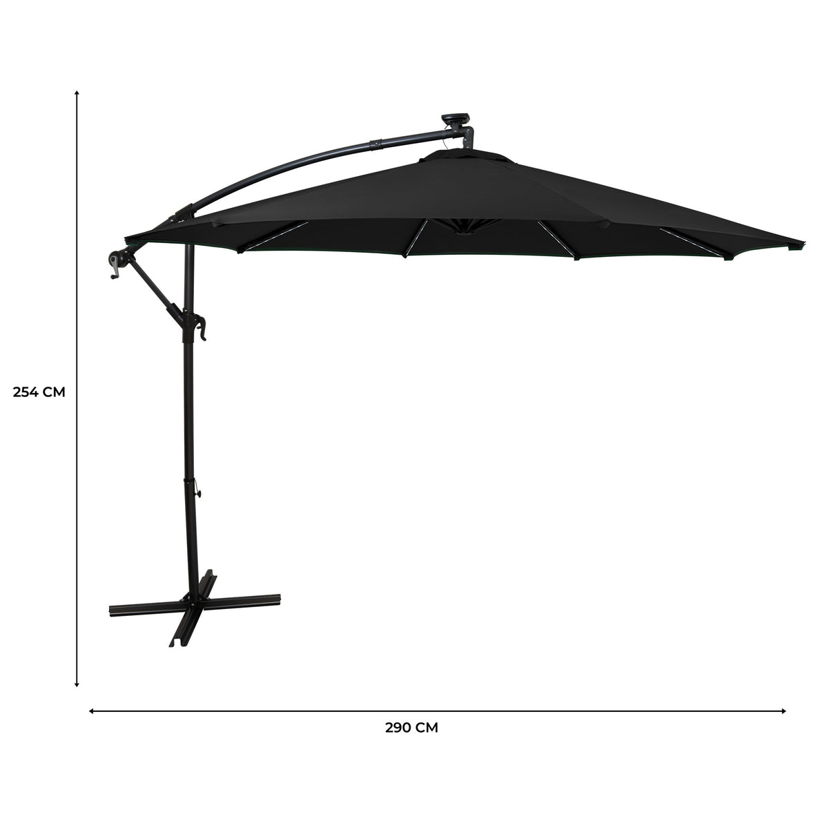 Parasol Excéntrico LED de 3 m – Negro