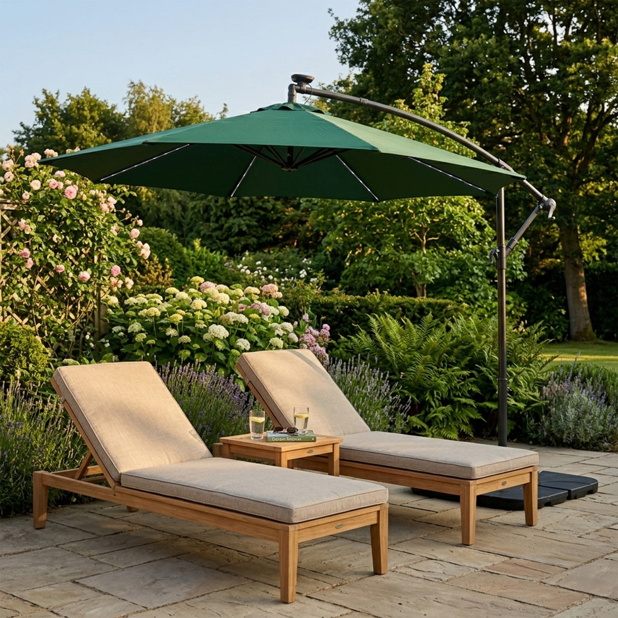 Parasol Excéntrico LED de 3 m – Verde