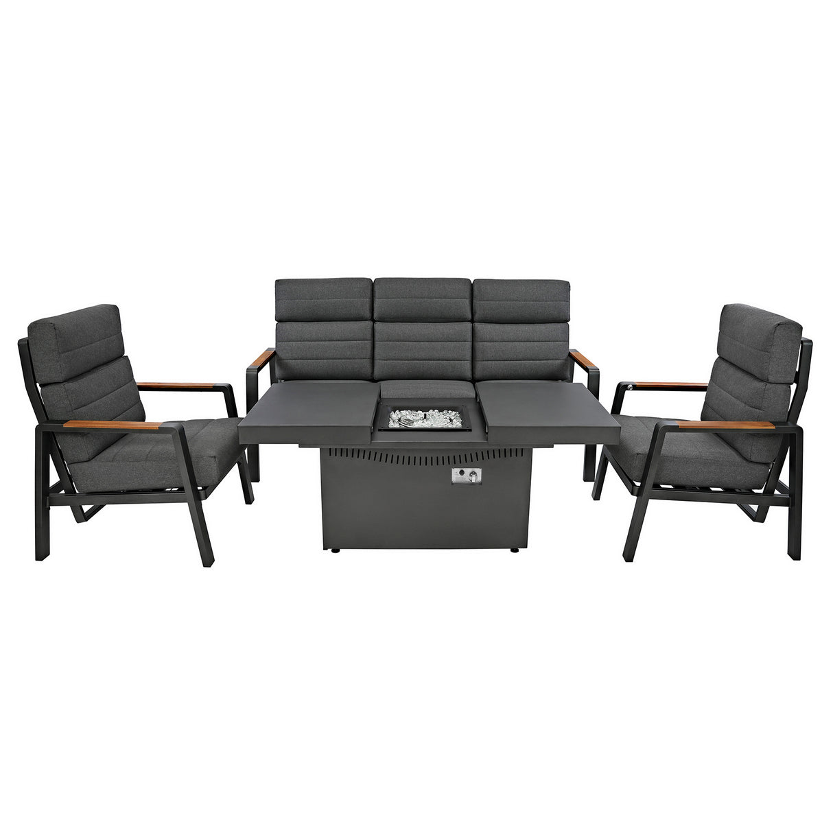 Conjunto de Muebles Reclinables para 5 Personas con Mesa Brasero