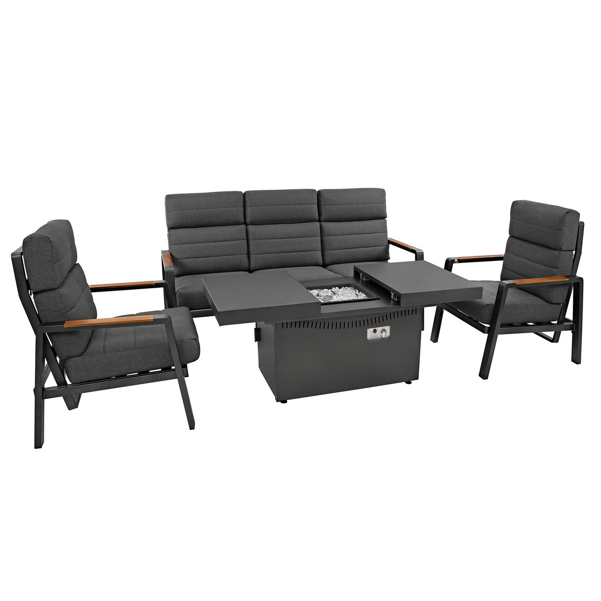 Conjunto de Muebles Reclinables para 5 Personas con Mesa Brasero
